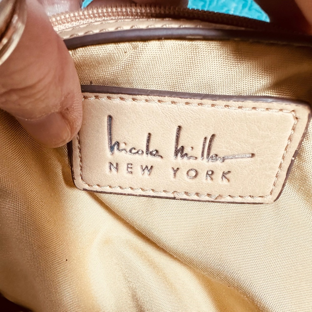 Nicole Miller New York Beige Studded Tote Shoulder Bag Crossbody Chic Boho Large - Picture 3 of 15